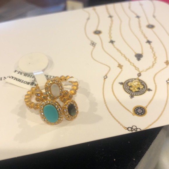 Freida Rothman Turquoise,Labradorite & Mother-of-Pearl Cubic Zirconia Ring-sz 8 - Picture 5 of 7